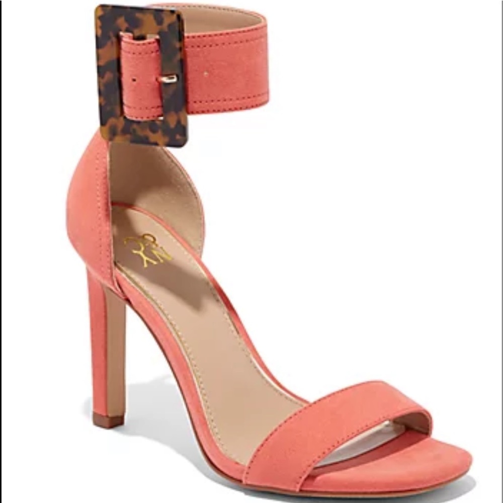 NY&CO coral faux-tortoise buckle sandal, size 9